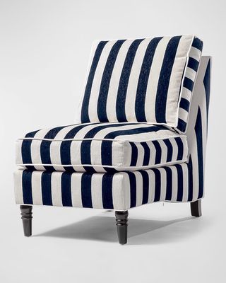 Marquee Navy Stripe Armless Chair