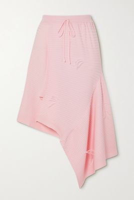 Marques' Almeida - Asymmetric Feather-embellished Ribbed-knit Skirt - Pink