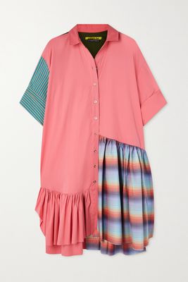 Marques' Almeida - Asymmetric Paneled Cotton-poplin Mini Dress - Pink