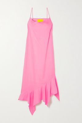 Marques' Almeida - Asymmetric Ruffled Tencel Midi Dress - Pink