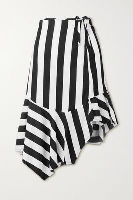 Marques' Almeida - Asymmetric Striped Cotton-voile Flared Midi Skirt - White