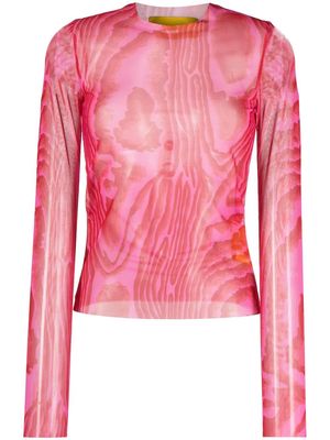 Marques'Almeida abstract-pattern recycled mesh top - Pink