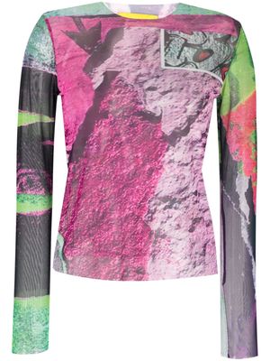 Marques'Almeida abstract-print round-neck top - Pink