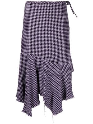 Marques'Almeida asymmetric check-print midi skirt - Black