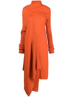 Marques'Almeida asymmetric-design ribbed-knit dress - Orange