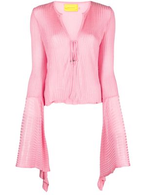 Marques'Almeida draped-detail ribbed-knit cardigan - Pink