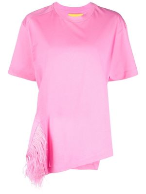 Marques'Almeida feather-embellished organic cotton T-shirt - Pink