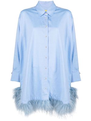 Marques'Almeida feather-embellished shirtdress - Blue
