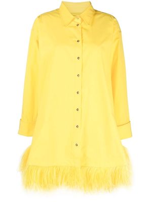 Marques'Almeida feather-trim long-sleeve shirtdress - Yellow