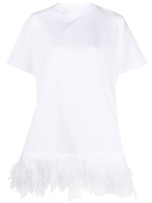 Marques'Almeida feather-trim round-neck T-shirt - White