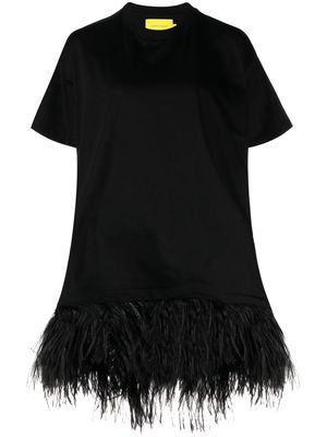 Marques'Almeida feather-trim T-shirt dress - Black
