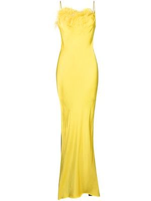 Marques'Almeida feather-trimmed two-tone gown - Yellow