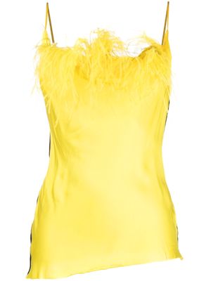Marques'Almeida feather-trimmed two-tone top - Yellow