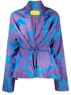 Marques'Almeida floral print tie-front jacket - Blue