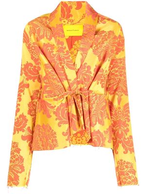 Marques'Almeida floral print tie-front jacket - Yellow