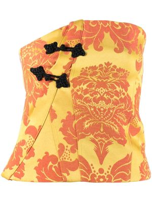 Marques'Almeida graphic-print strapless top - Yellow