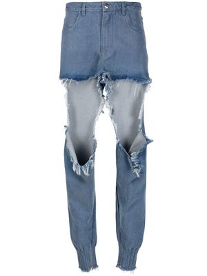 Marques'Almeida high-waisted cut-out jeans - Blue