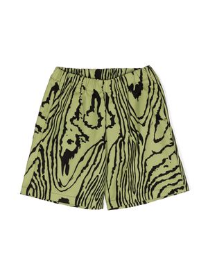 Marques'Almeida KIDS abstract-print logo-patch cotton shorts - Green