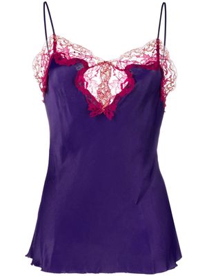 Marques'Almeida lace-trim stained slip top - Purple