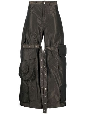 Marques'Almeida multiple-pocket strap-detail wide-leg trousers - Brown