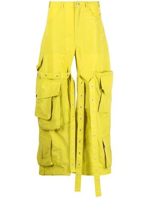 Marques'Almeida multiple-pocket strap-detail wide-leg trousers - Green