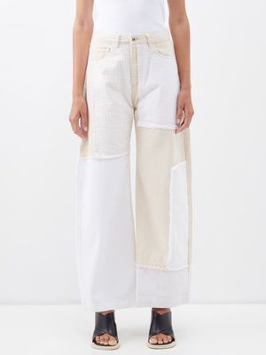 Marques'almeida - Patchwork Cotton Wide-leg Jeans - Womens - White