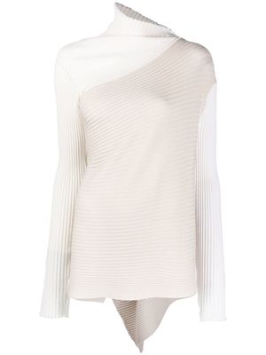 Marques'Almeida Patchwork ribbed-knit high-neck top - Neutrals
