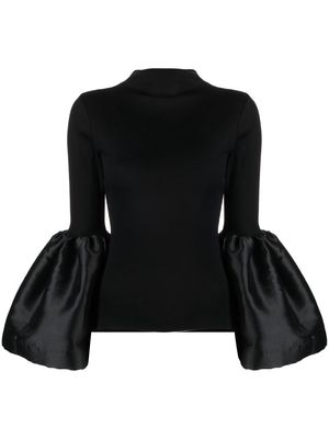 Marques'Almeida puff-sleeve ribbed top - Black