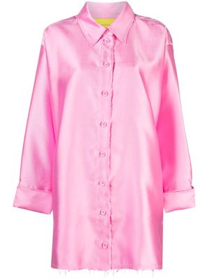Marques'Almeida raw-cut button-up satin overshirt - Pink