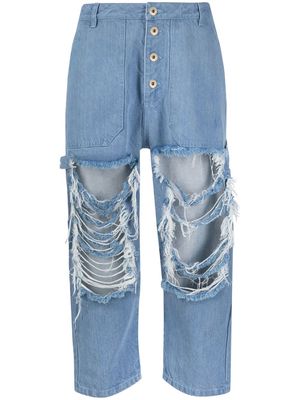 Marques'Almeida ripped cropped jeans - Blue