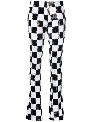 Marques'Almeida sequinned check pattern flared trousers - Black