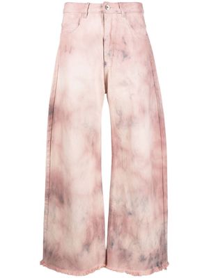 Marques'Almeida tie-dye print wide leg jeans - Pink