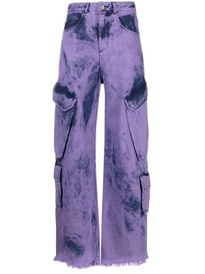 Marques'Almeida tie-dye wide-leg cargo jeans - Purple