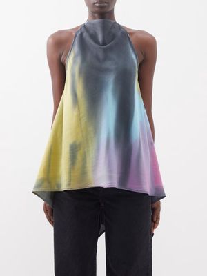 Marques'almeida - Tie-dyed Tencel Halterneck Top - Womens - Khaki Multi
