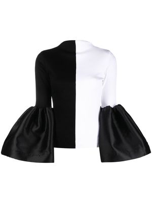 Marques'Almeida two-tone puff-sleeve top - Black