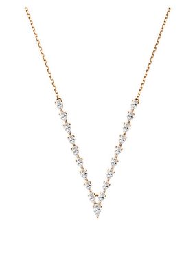 Marquise 18K Rose Gold & Diamond V Necklace