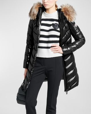 Marre Long Puffer Coat with Removable Shearling Trim