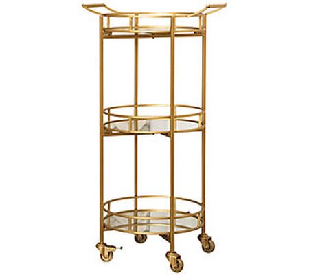 Marriot 3-Tier Cylinder Gold Bar Cart by Abbyso n Living