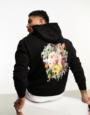 Marshall Artist acid flora backprint hoodie in black