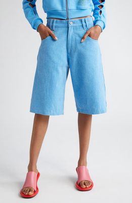 Marshall Columbia x Disney 'The Little Mermaid' High Waist Embroidered Denim Shorts in Blue