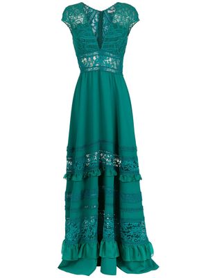 Martha Medeiros Barbara lace-panelling gown - Green