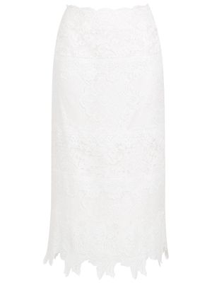 Martha Medeiros Eliana lace midi skirt - White