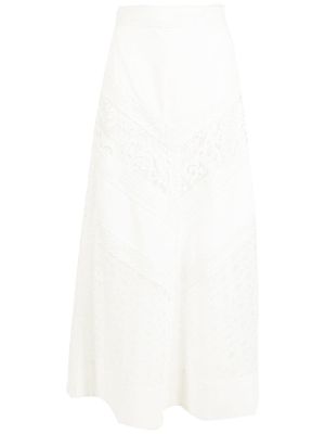 Martha Medeiros Ilana lace-panelled high-waisted skirt - White
