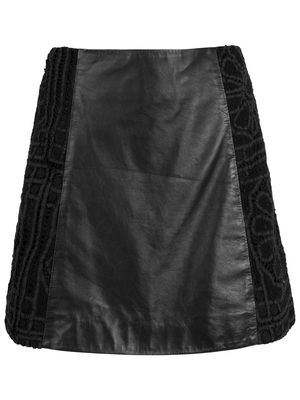 Martha Medeiros Licia lace-embroidered leather miniskirt - Black