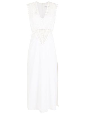 Martha Medeiros Lorena crochet-panelled sleeveless dress - White