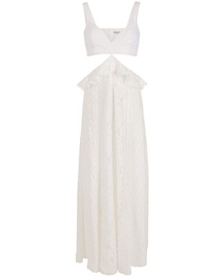 Martha Medeiros Maisa ruffle-embellished cutout lace dress - White