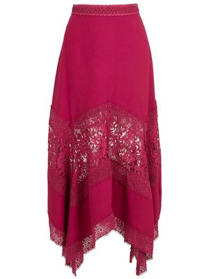 Martha Medeiros Melissa lace-panel skirt - Pink