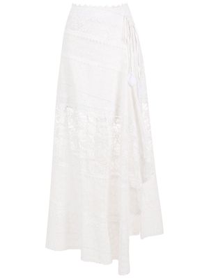 Martha Medeiros Thássia lace-tiered maxi skirt - White