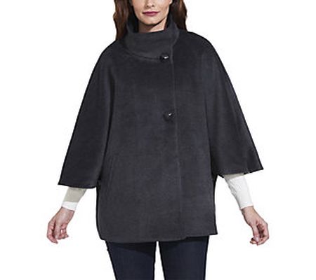 Martha Stewart Button-Front Cape Coat with Pock ets