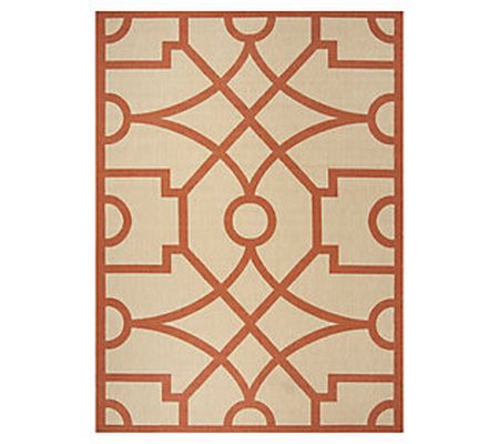 Martha Stewart Outdoor Fretwork Terracotta 2'7" x 5' Rug